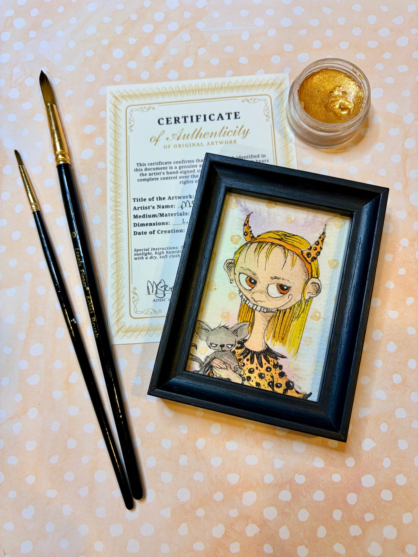 Mini Colorful, Delightfully Spooky Custom Whimsical Portrait – Personalized Fairytale Illustration Art – Magical Gift for Kids, Couples, & Families, ACEO, Custom Mini Art Made to Brighten Your Holidays