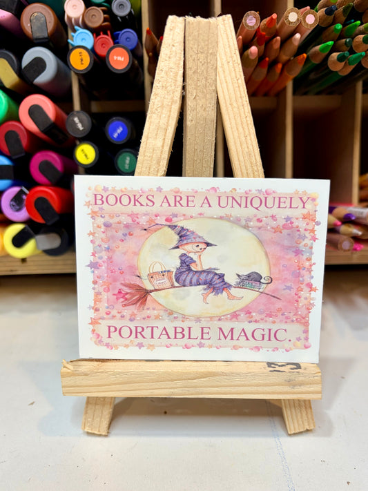 ACEO Limited Edition Print Watercolor Summerween Summer Library Run, Reading 2.5 x 3.5