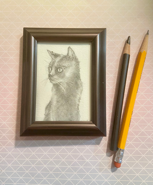 ORIGINAL Black Cat Drawing, Pencil Drawing, Pencil Art, hand drawn, Halloween Art, Wall Art, Wall Decor