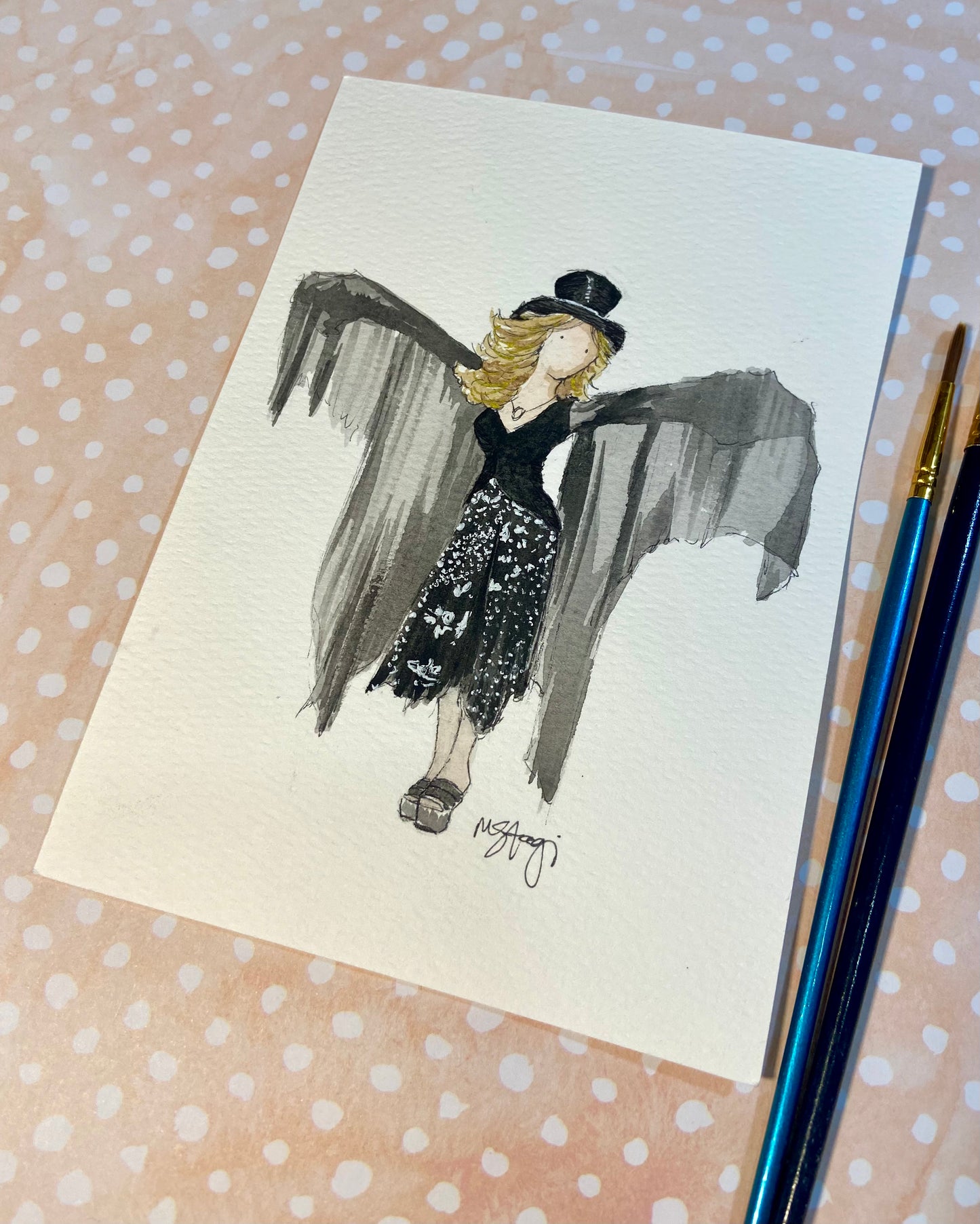 SOLD-ORIGINAL Stevie Nicks Fan Art, Stevie Nicks fan, original watercolor art, music legend