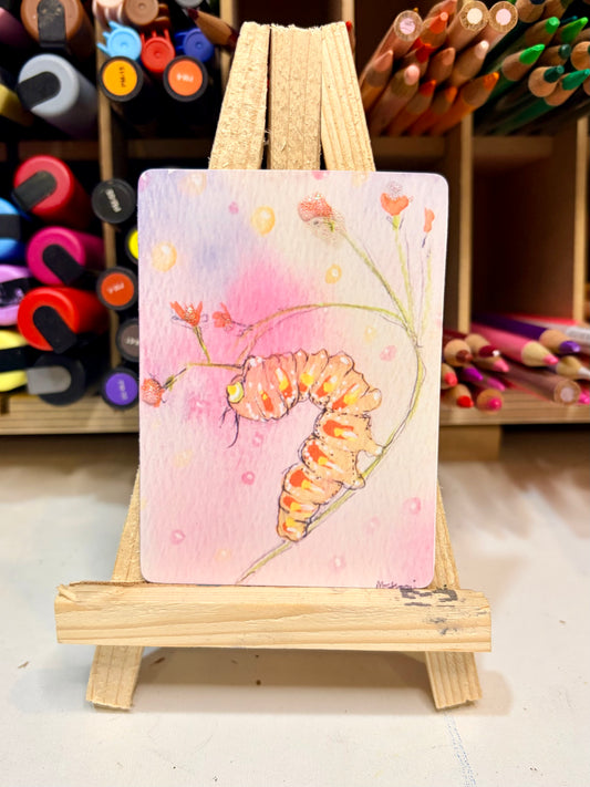 ACEO Limited Edition Print Watercolor Caterpillar 2.5 x 3.5