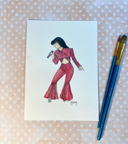 ORIGINAL Selena Quintanilla Fan Art , watercolor painting Selena wall art, Gift Selena Fan