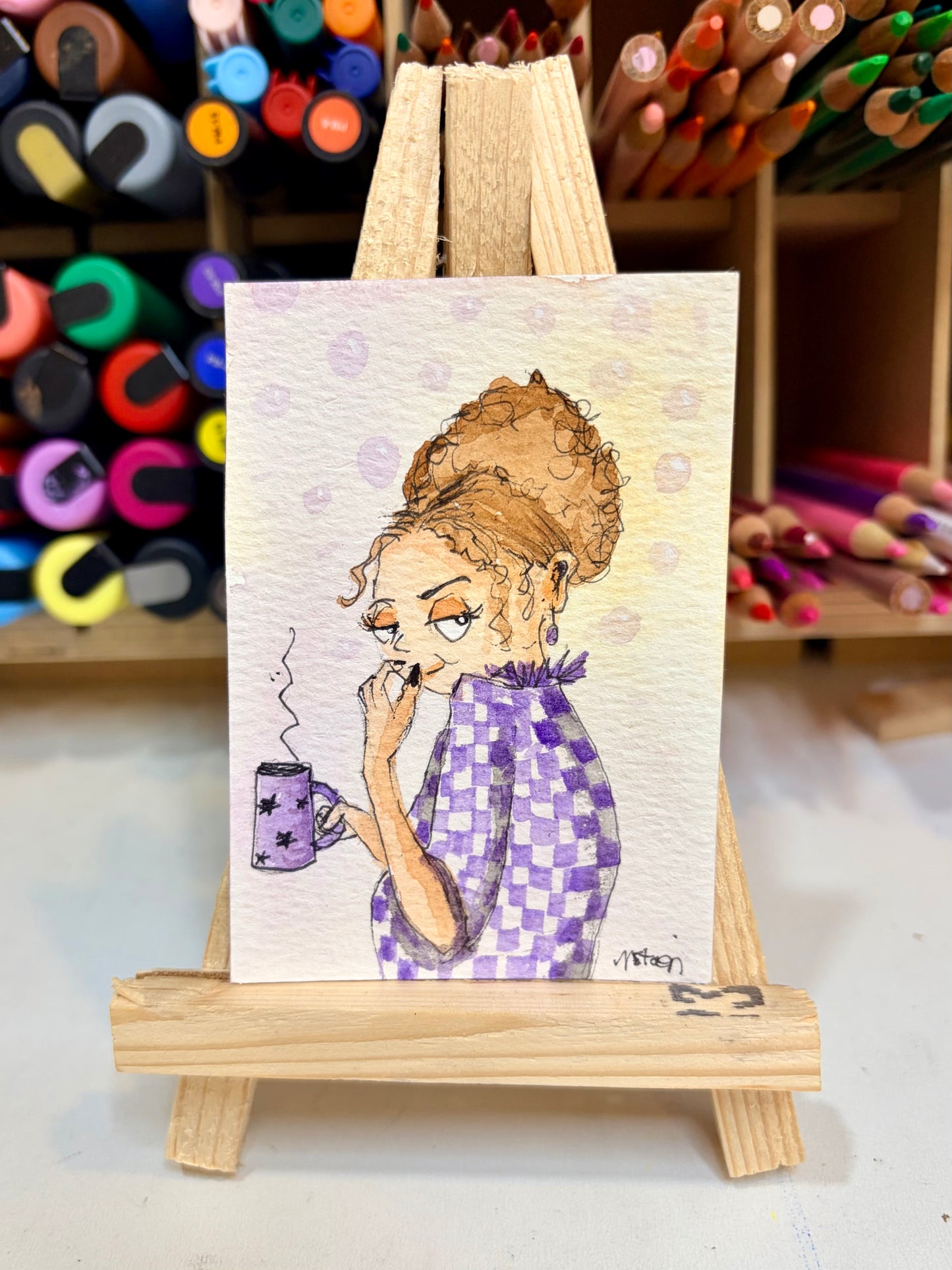 Mini Colorful, Delightfully Spooky Custom Whimsical Portrait – Personalized Fairytale Illustration Art – Magical Gift for Kids, Couples, & Families, ACEO, Custom Mini Art Made to Brighten Your Holidays