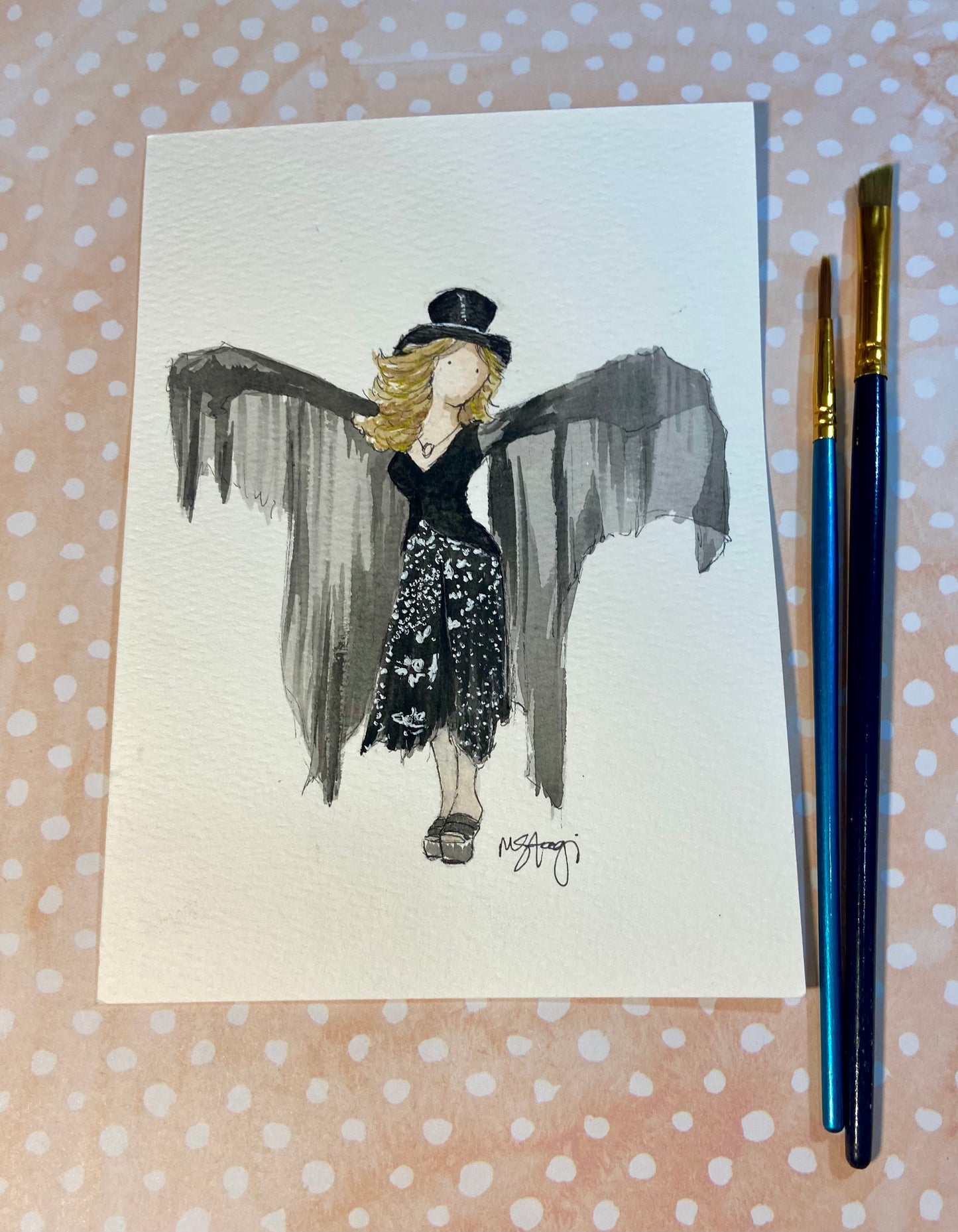 SOLD-ORIGINAL Stevie Nicks Fan Art, Stevie Nicks fan, original watercolor art, music legend