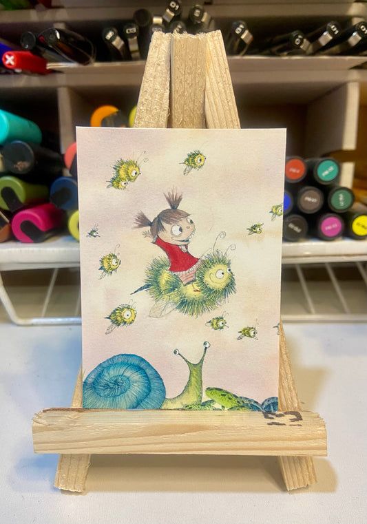 ACEO Limited Edition Print Watercolor Bee Girl 2.5 x 3.5