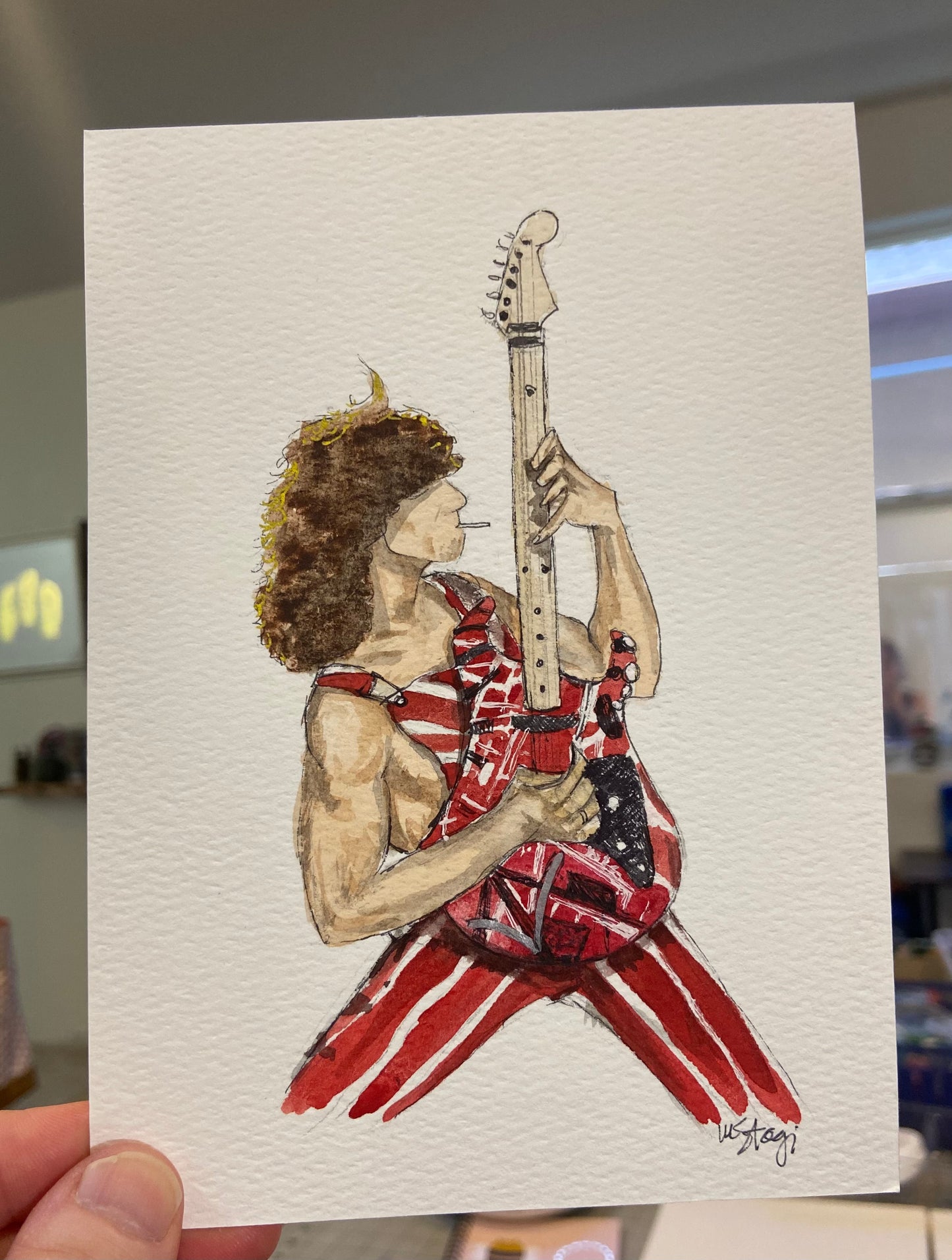 Original Van Halen Fan Art, Eddie Van Halen, music art, art for home, decor music fan, Van Halen