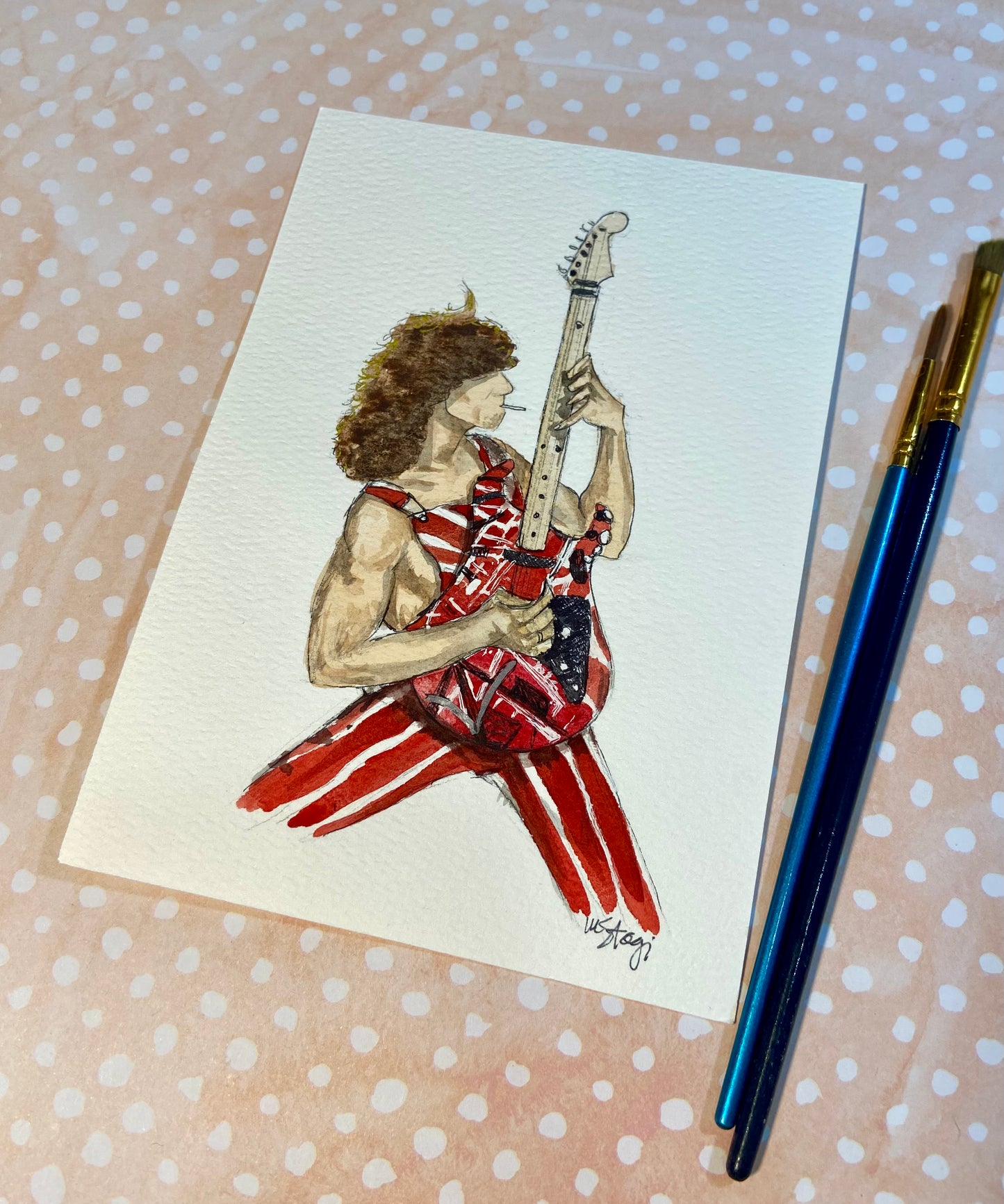 Original Van Halen Fan Art, Eddie Van Halen, music art, art for home, decor music fan, Van Halen