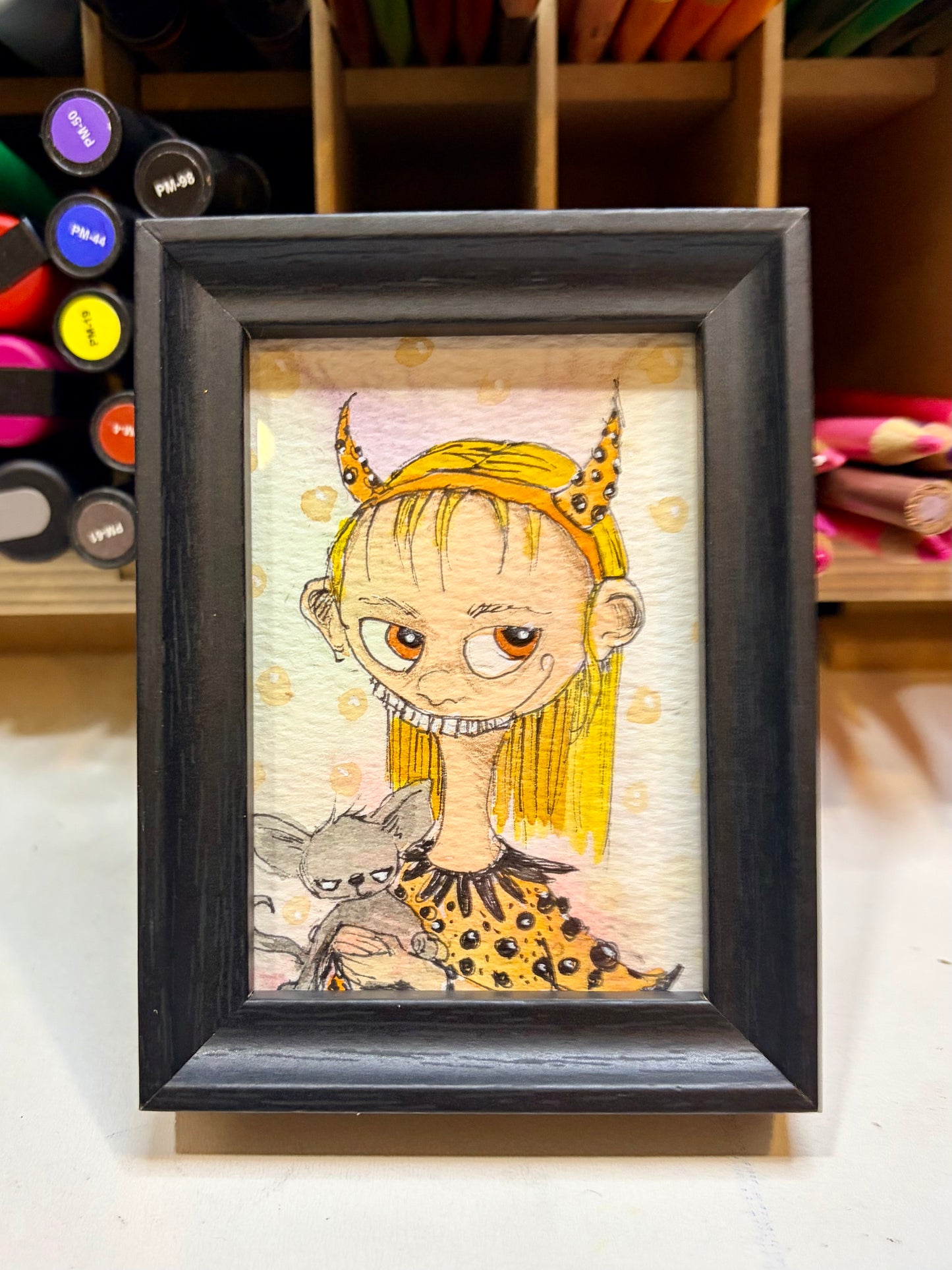 Mini Colorful, Delightfully Spooky Custom Whimsical Portrait – Personalized Fairytale Illustration Art – Magical Gift for Kids, Couples, & Families, ACEO, Custom Mini Art Made to Brighten Your Holidays