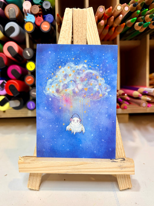 ACEO Limited Edition Print Watercolor Summerween Ghost Vibe 2.5 x 3.5