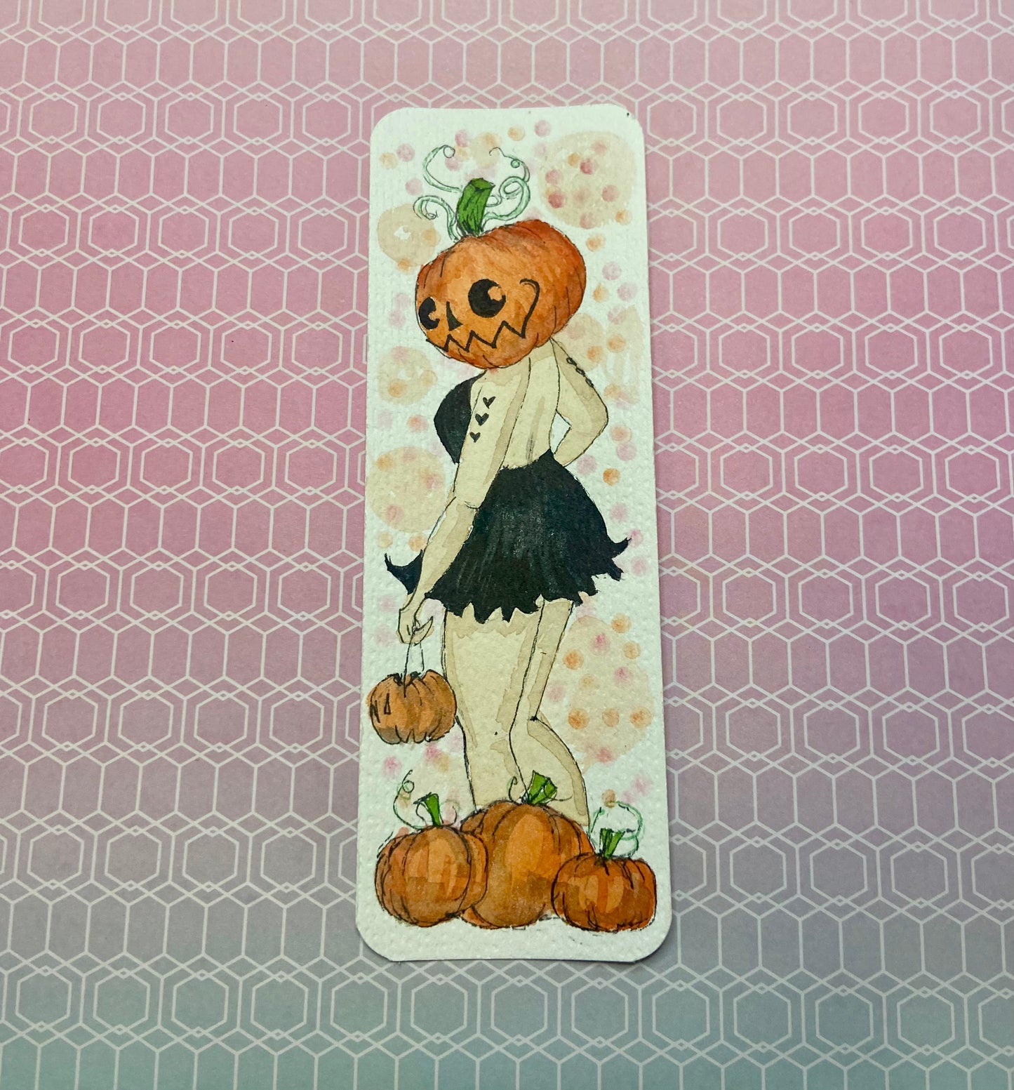 Hand painted Pumpkin Baddie Bookmark Whimsical Charm Book Lovers