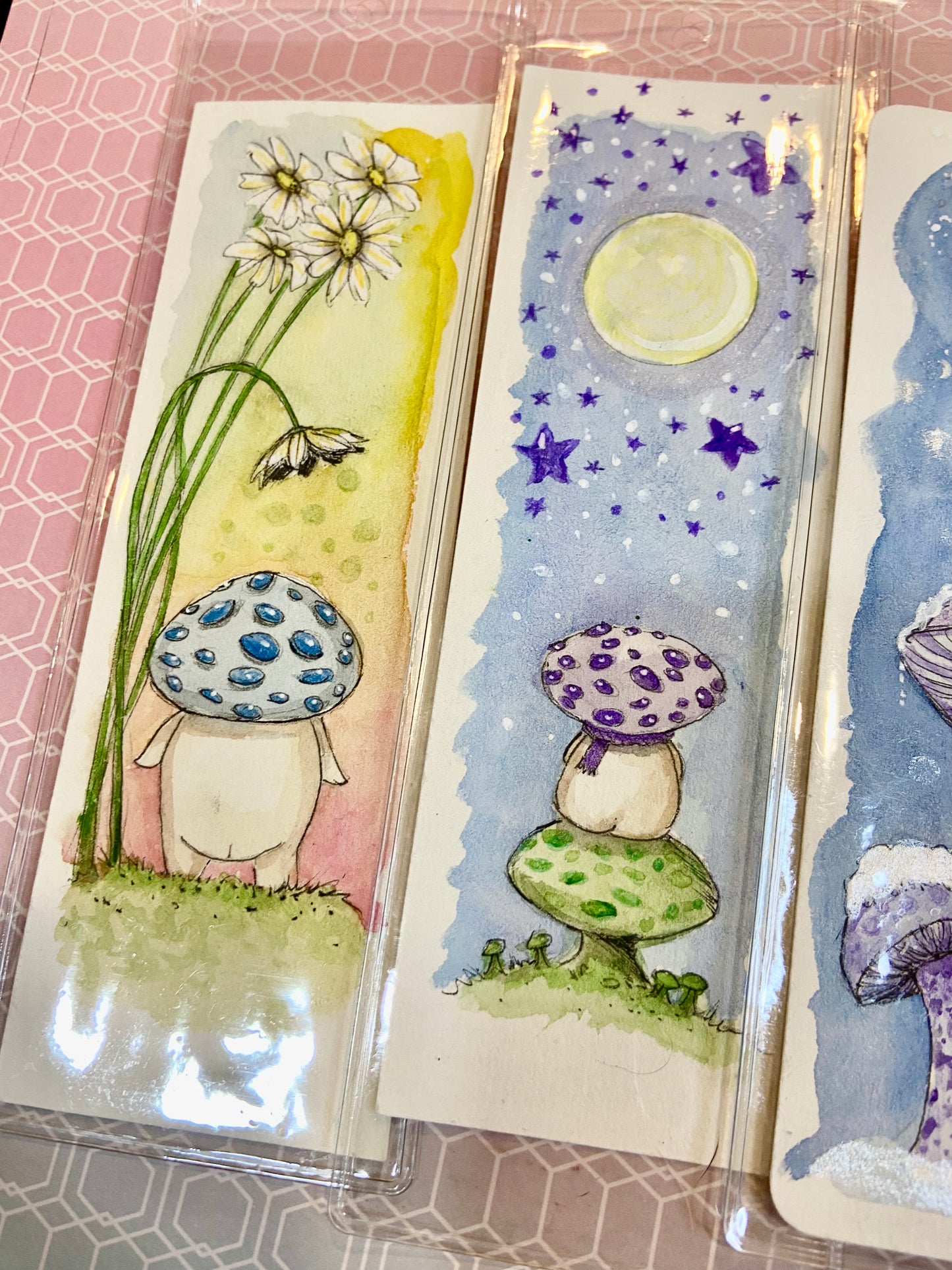 Hand painted Mushroom Sprite Bookmark Whimsical Charm Book Lovers