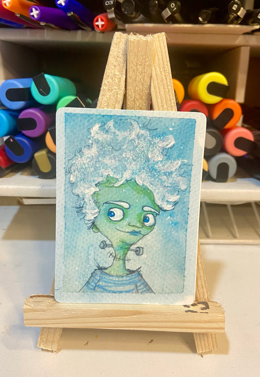ACEO ORIGINAL WATERCOLOR PRINT, LIMITED EDITION, FOGMIRE FRANCES, MENOPAUSE MAYHEM ART, ARTIST TRADING CARD
