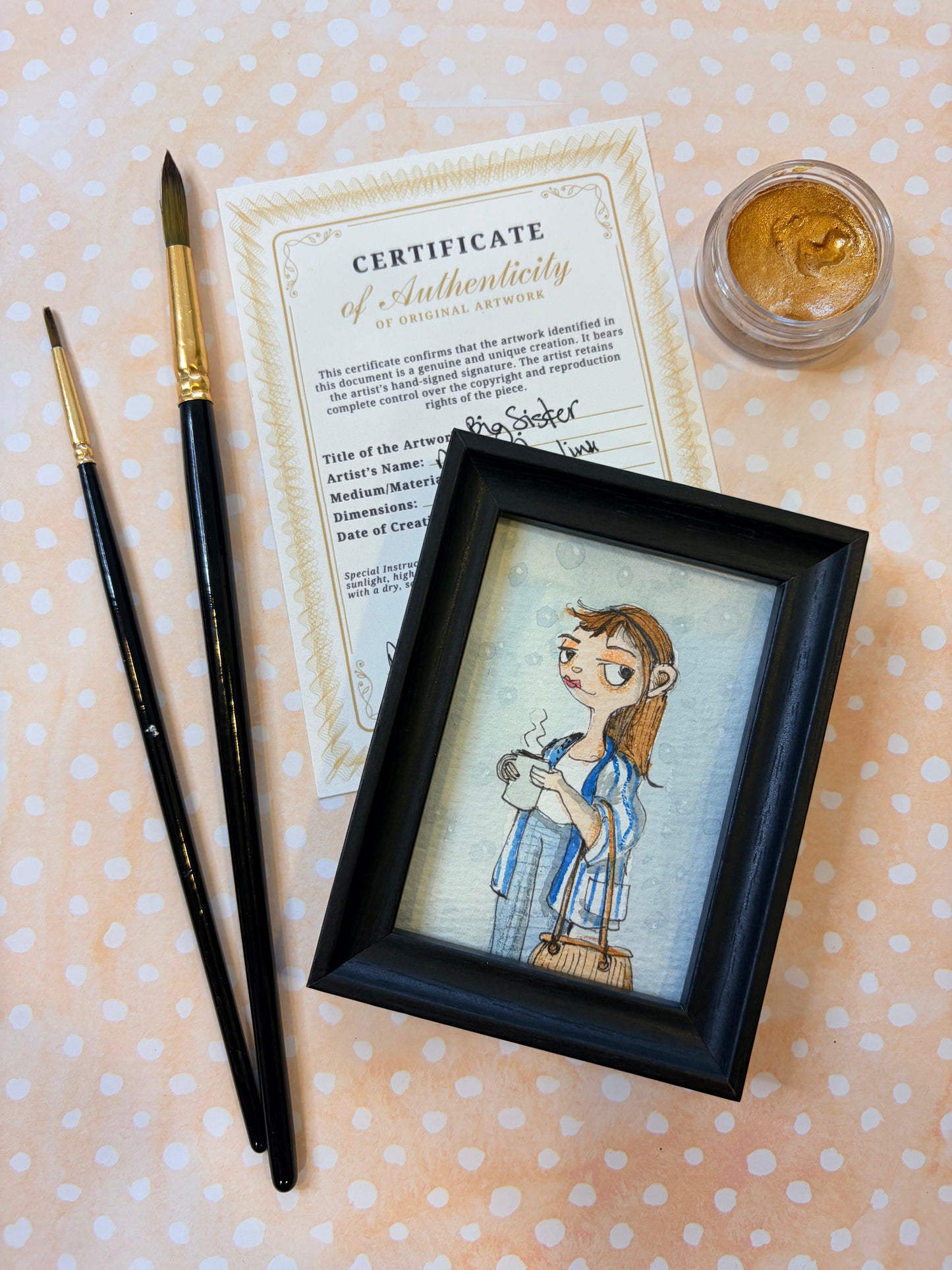 Mini Colorful, Delightfully Spooky Custom Whimsical Portrait – Personalized Fairytale Illustration Art – Magical Gift for Kids, Couples, & Families, ACEO, Custom Mini Art Made to Brighten Your Holidays