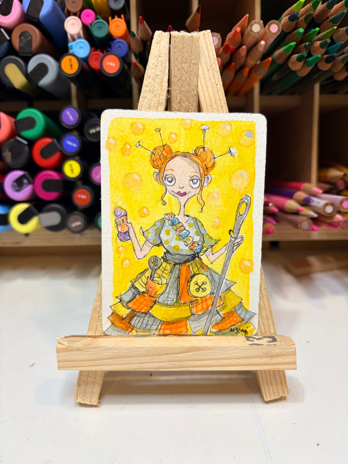 Mini Colorful, Delightfully Spooky Custom Whimsical Portrait – Personalized Fairytale Illustration Art – Magical Gift for Kids, Couples, & Families, ACEO, Custom Mini Art Made to Brighten Your Holidays