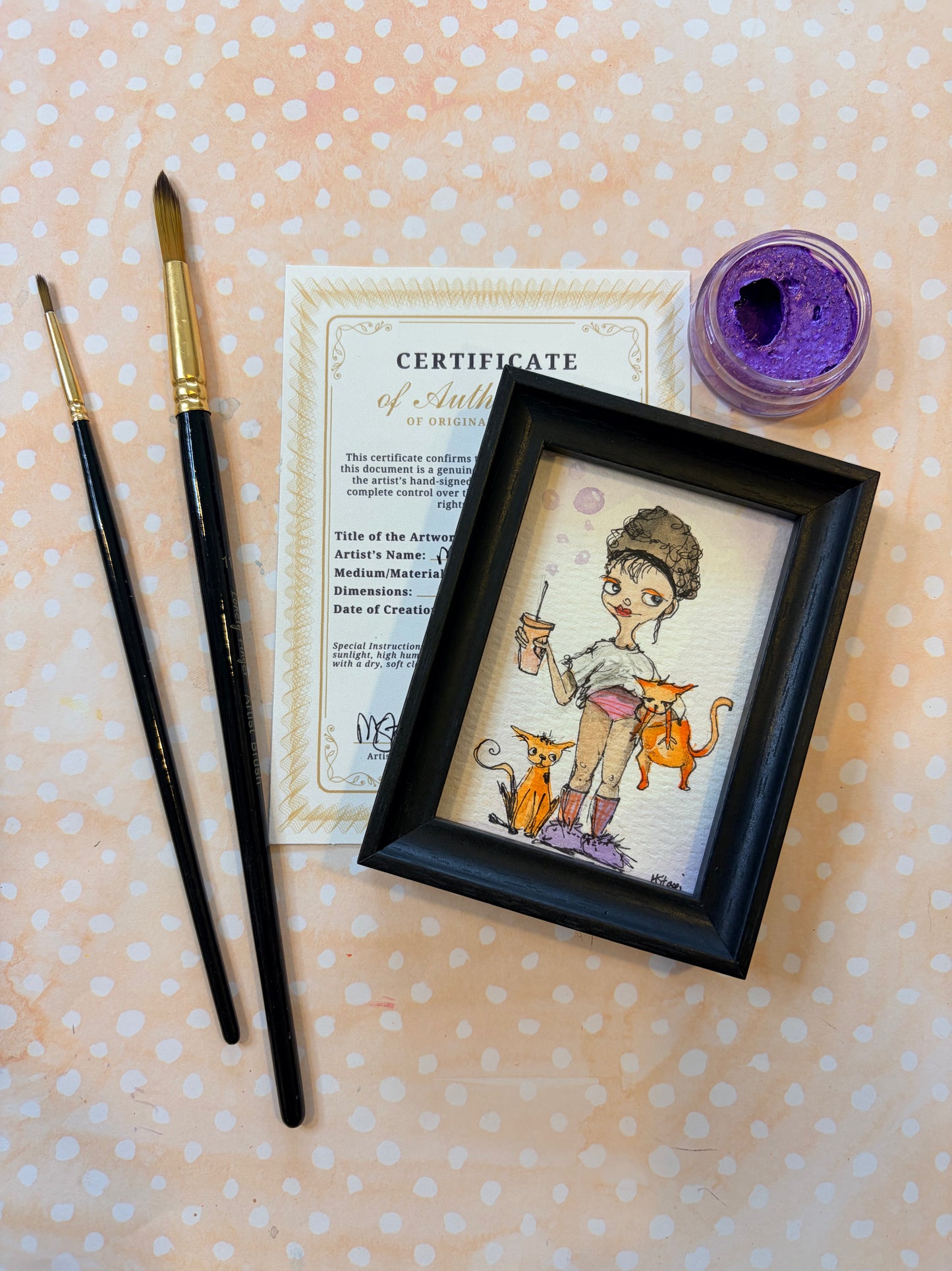 Mini Colorful, Delightfully Spooky Custom Whimsical Portrait – Personalized Fairytale Illustration Art – Magical Gift for Kids, Couples, & Families, ACEO, Custom Mini Art Made to Brighten Your Holidays