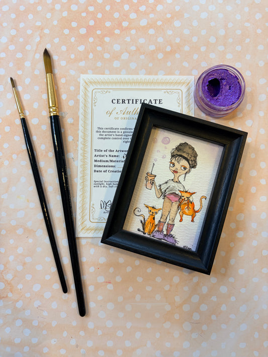 Mini Colorful, Delightfully Spooky Custom Whimsical Portrait – Personalized Fairytale Illustration Art – Magical Gift for Kids, Couples, & Families, ACEO, Custom Mini Art Made to Brighten Your Holidays