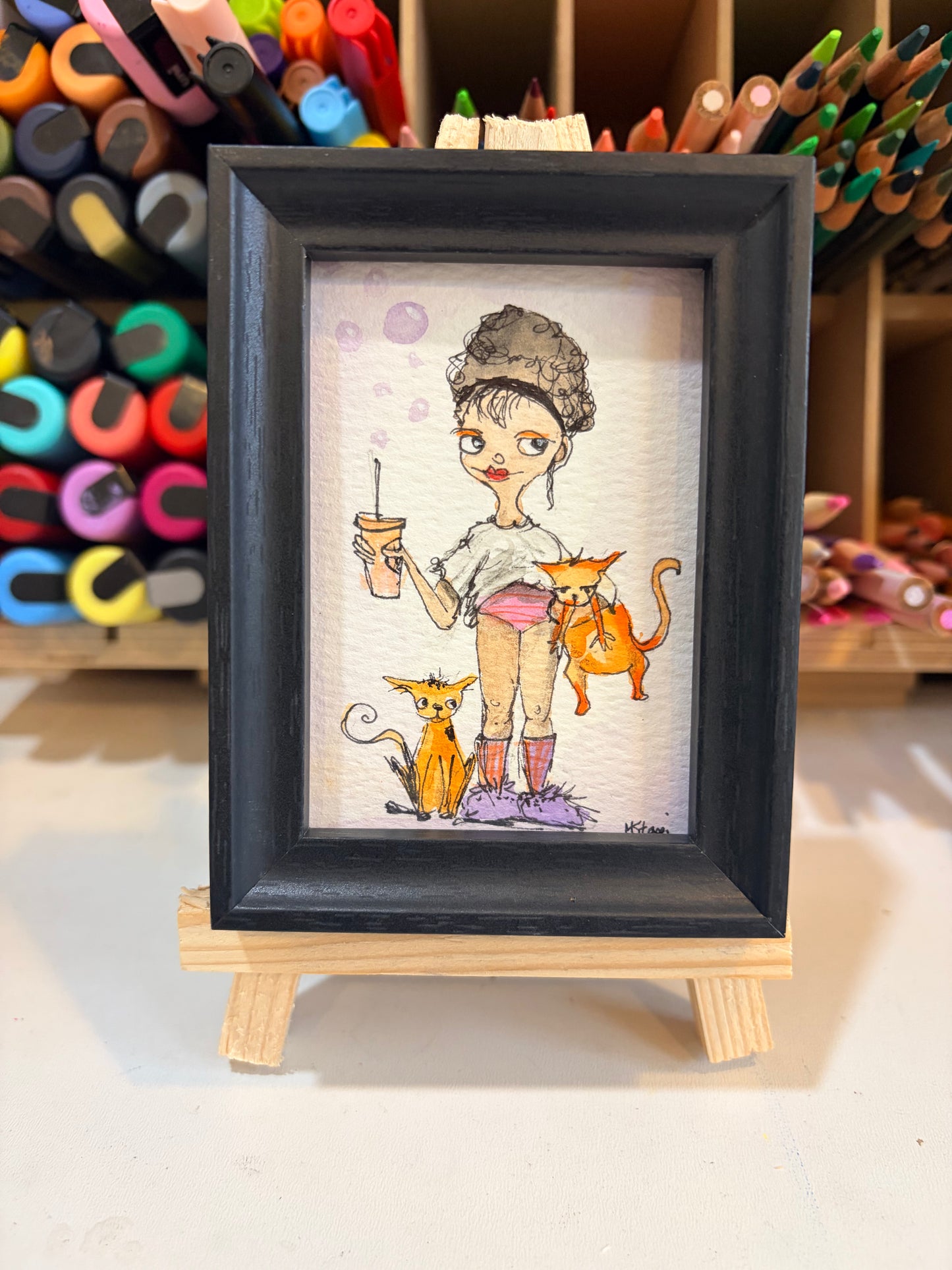 Mini Colorful, Delightfully Spooky Custom Whimsical Portrait – Personalized Fairytale Illustration Art – Magical Gift for Kids, Couples, & Families, ACEO, Custom Mini Art Made to Brighten Your Holidays