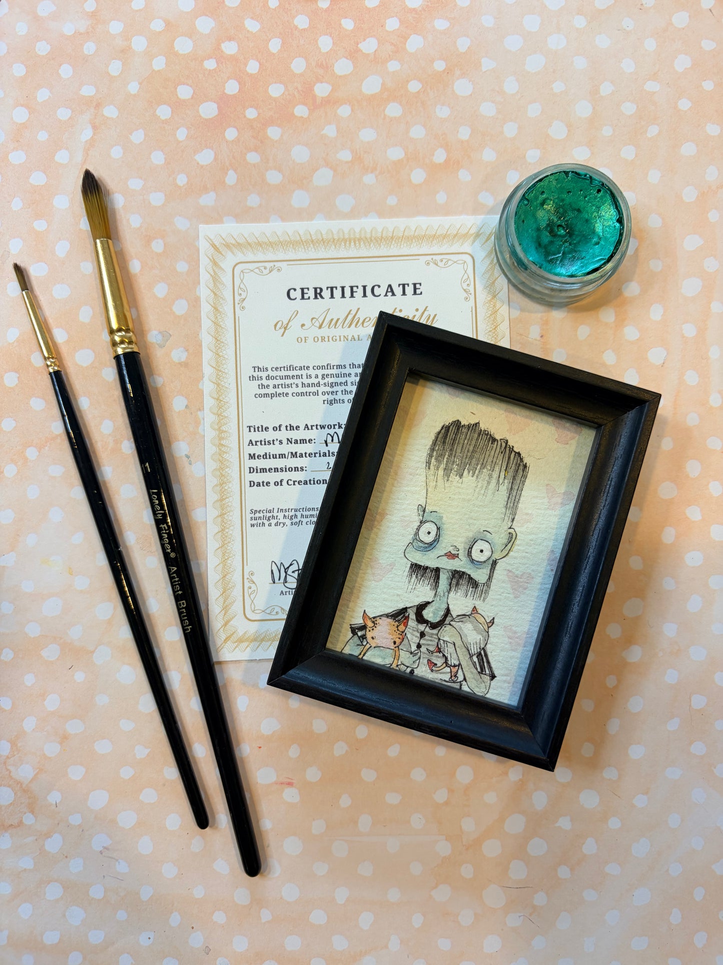 Mini Colorful, Delightfully Spooky Custom Whimsical Portrait – Personalized Fairytale Illustration Art – Magical Gift for Kids, Couples, & Families, ACEO, Custom Mini Art Made to Brighten Your Holidays
