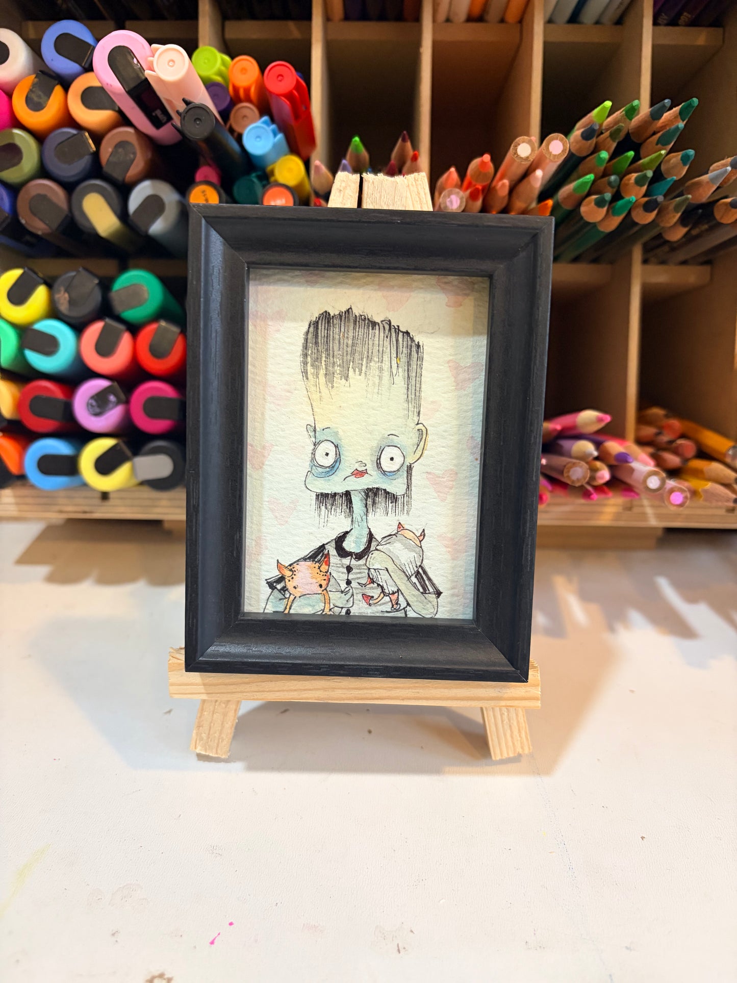Mini Colorful, Delightfully Spooky Custom Whimsical Portrait – Personalized Fairytale Illustration Art – Magical Gift for Kids, Couples, & Families, ACEO, Custom Mini Art Made to Brighten Your Holidays