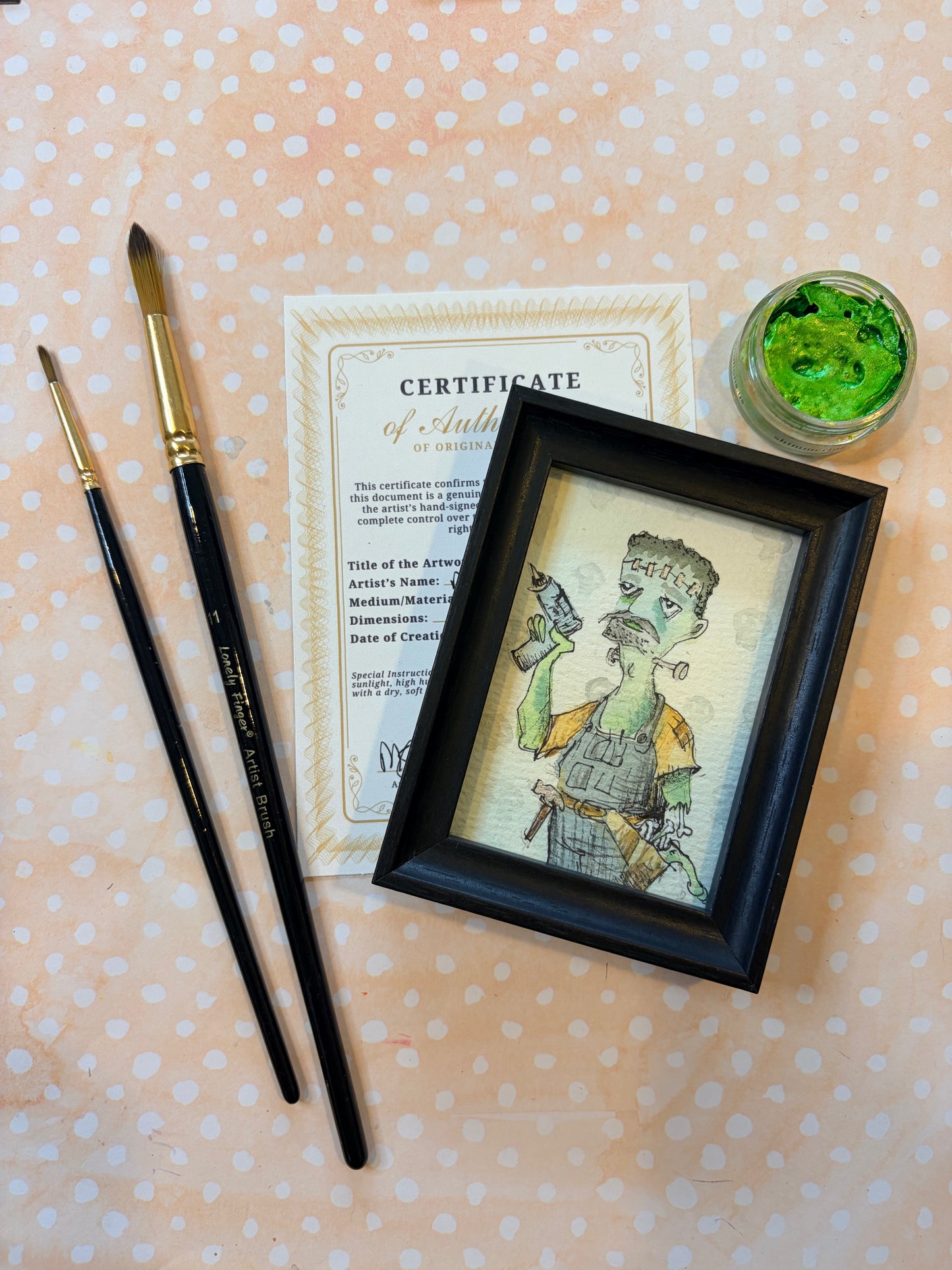 Mini Colorful, Delightfully Spooky Custom Whimsical Portrait – Personalized Fairytale Illustration Art – Magical Gift for Kids, Couples, & Families, ACEO, Custom Mini Art Made to Brighten Your Holidays