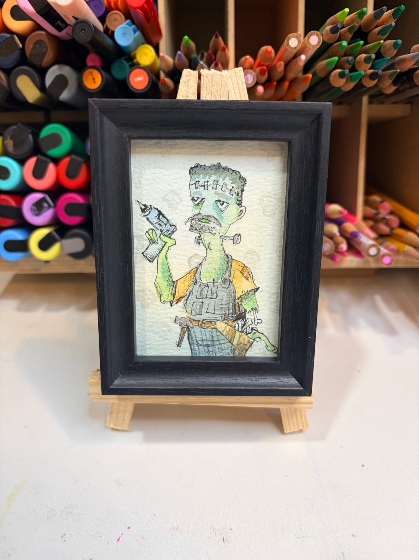 Mini Colorful, Delightfully Spooky Custom Whimsical Portrait – Personalized Fairytale Illustration Art – Magical Gift for Kids, Couples, & Families, ACEO, Custom Mini Art Made to Brighten Your Holidays