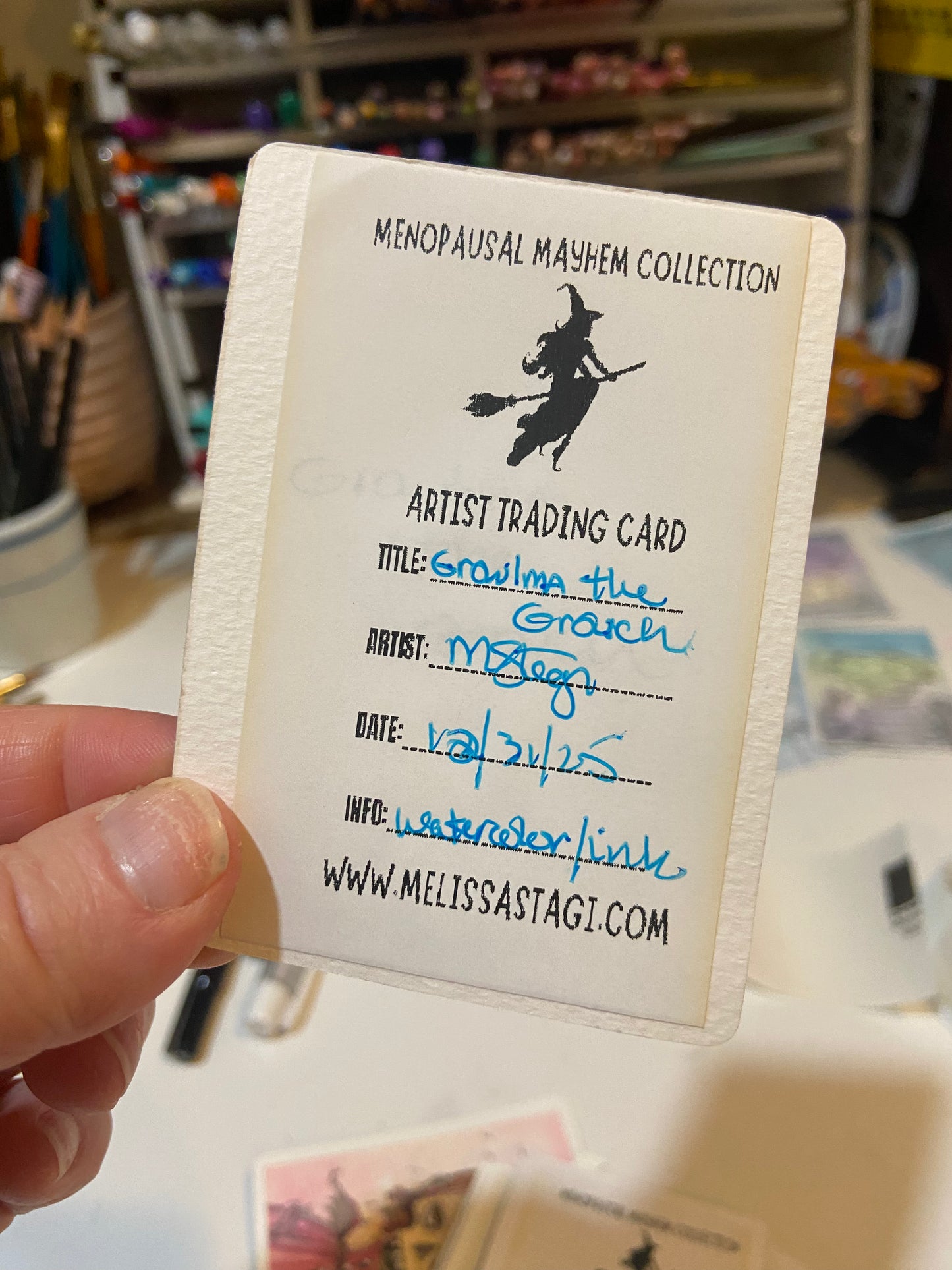 Artist Trading Card, Original Painting Growlma the Grouch Menopause Mayhem Collection, ACEO