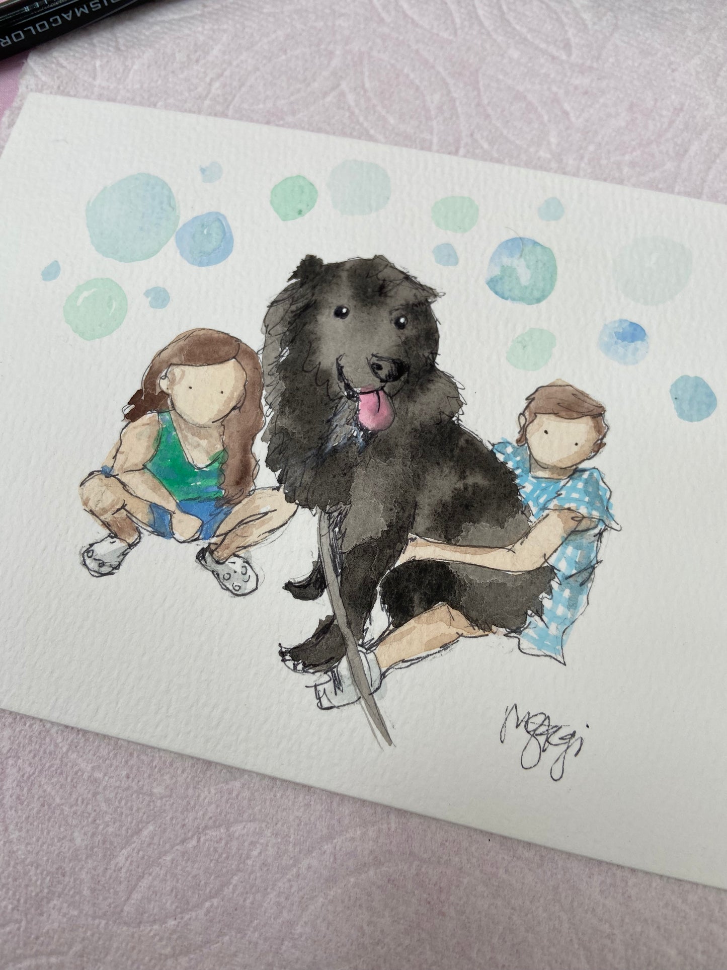 Custom Faceless Watercolor Illustration from Photo, hand painted illustration, Family Portrait, Personalized gift