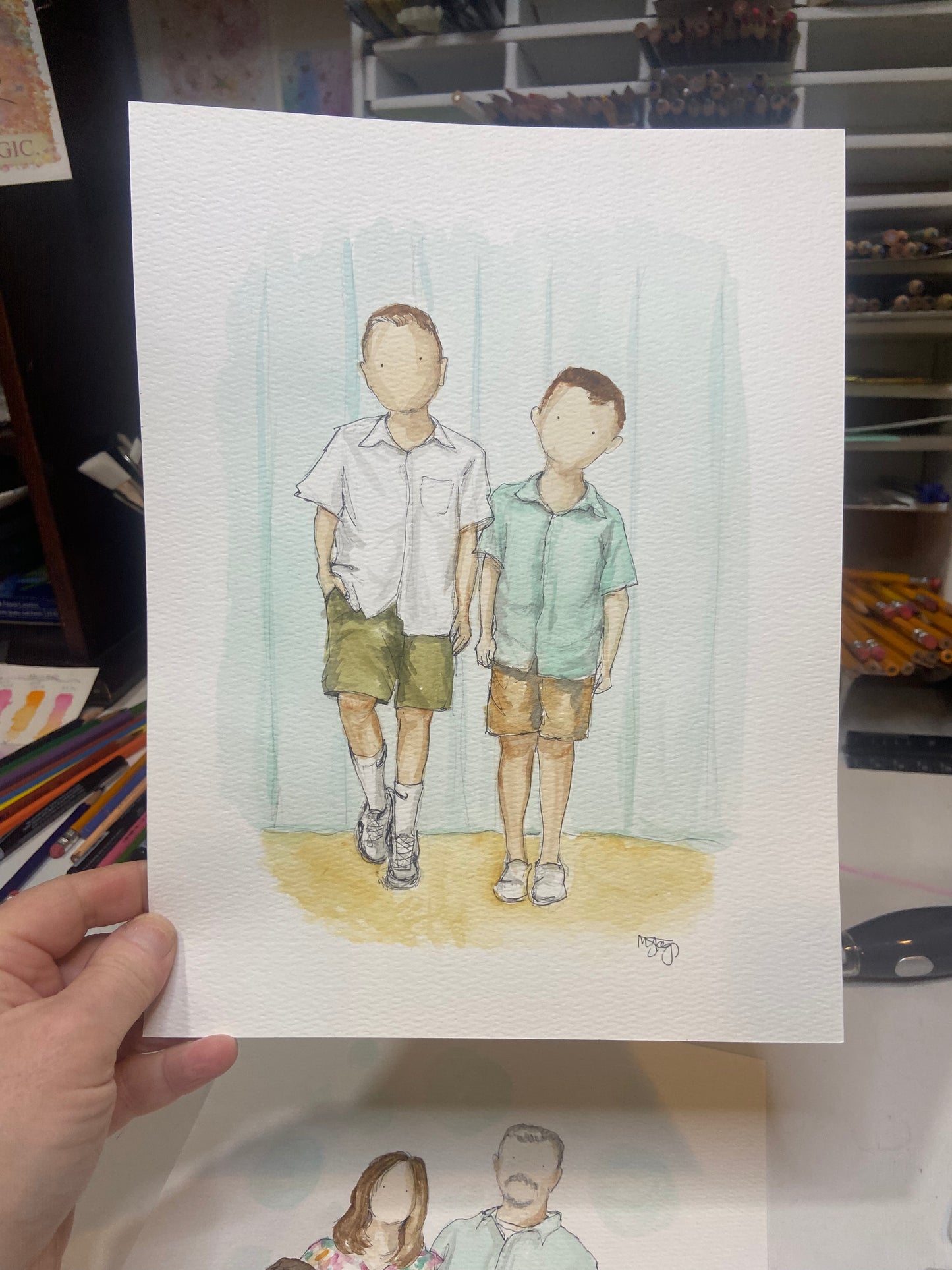 Custom Faceless Watercolor Illustration from Photo, hand painted illustration, Family Portrait, Personalized gift