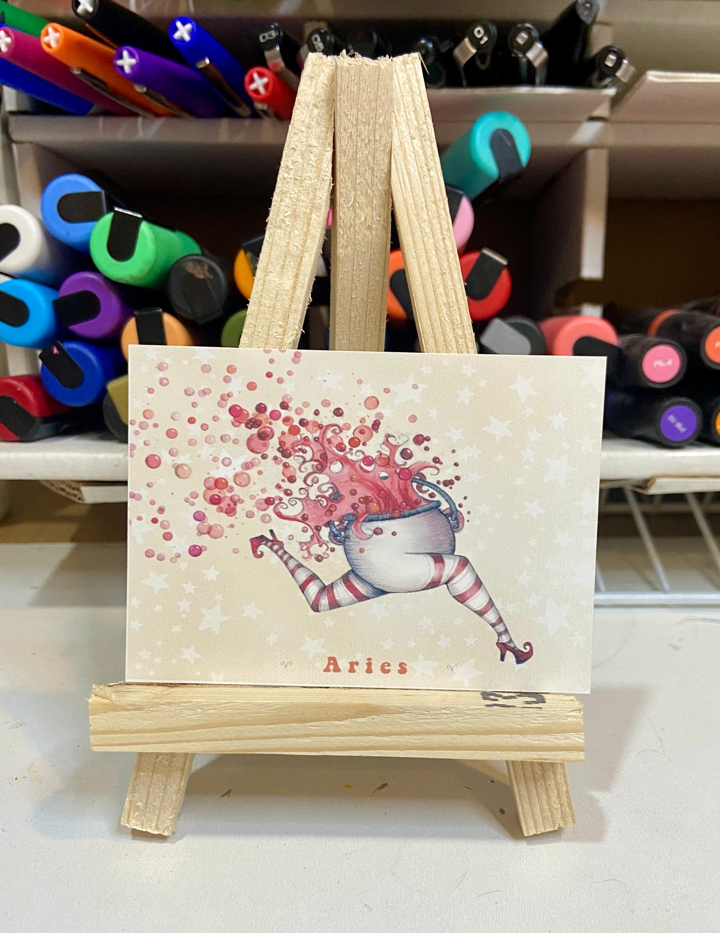 ACEO ORIGINAL WATERCOLOR PRINT, ASTROLOGY CAULDRONS, CAULDRON, ZODIAC,LIMITED EDITION, ARTIST TRADING CARD