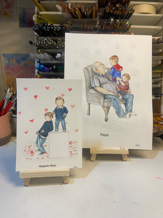 Best Gift Ever. Custom Faceless Watercolor Illustration from Photo, hand painted illustration, Family Portrait, Personalized gift