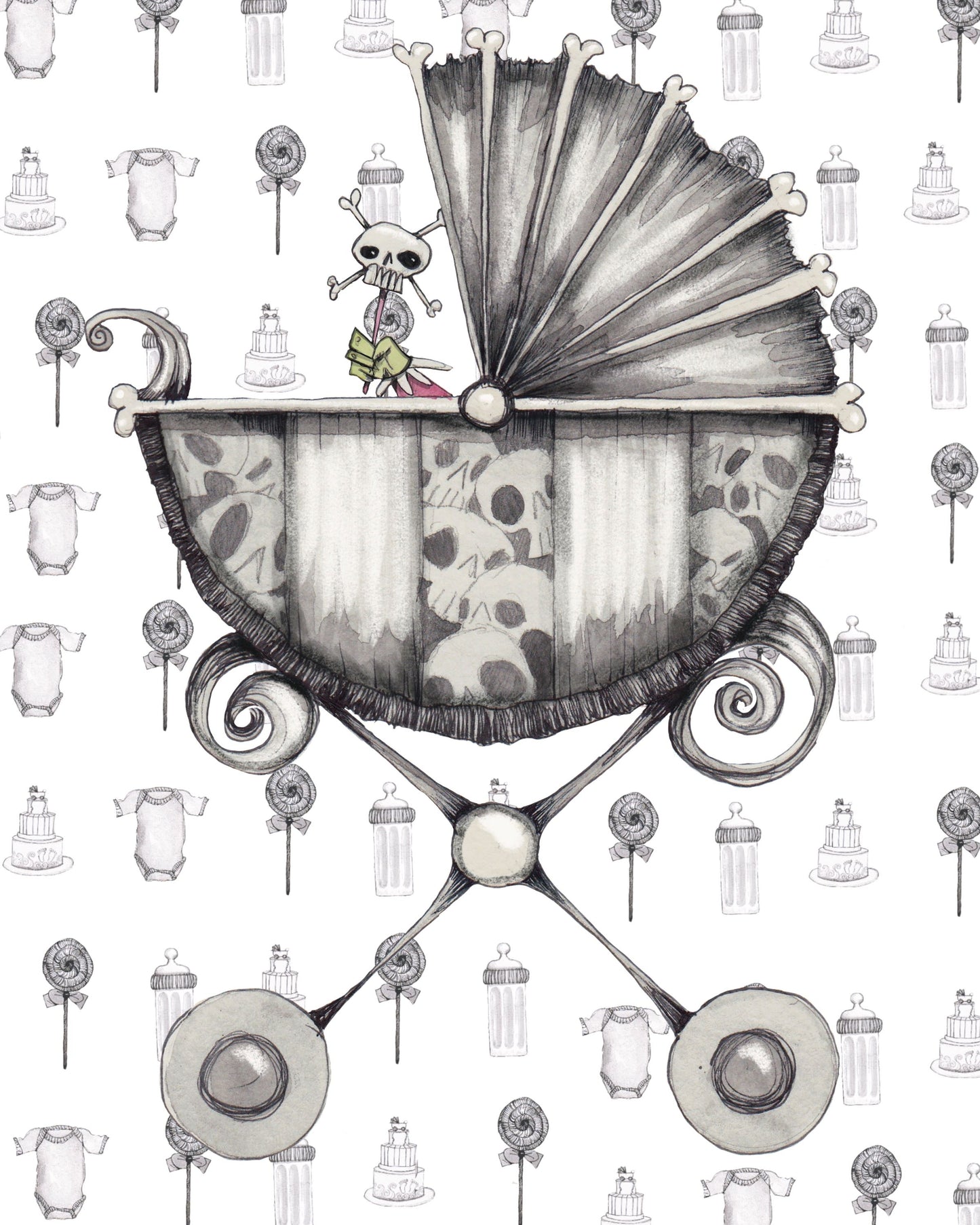 Spooky Baby Pram Printable Wall art Free Digital Print