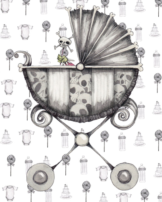 Spooky Baby Pram Printable Wall art Free Digital Print