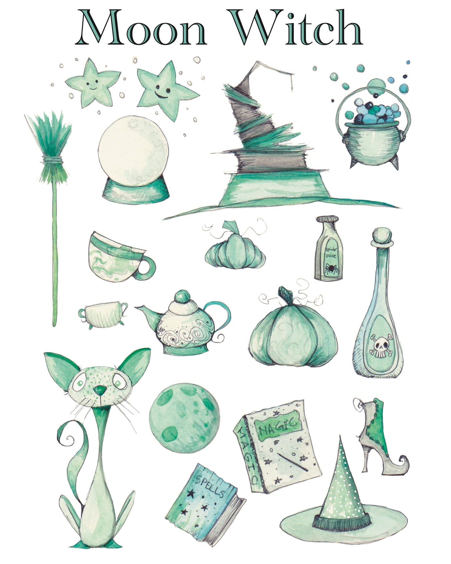 Moon Witch Printable Wall art Free Digital Print