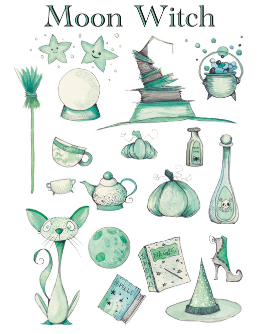 Moon Witch Printable Wall art Free Digital Print