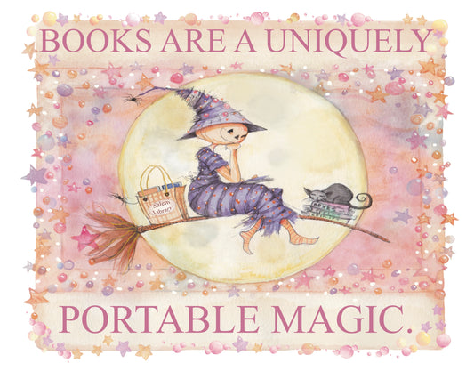 NEW! Hattie's Library Run Print, Spooky Art Decor, Witchy Halloween Decor Witchy Friends, Summerween, pumpkin art