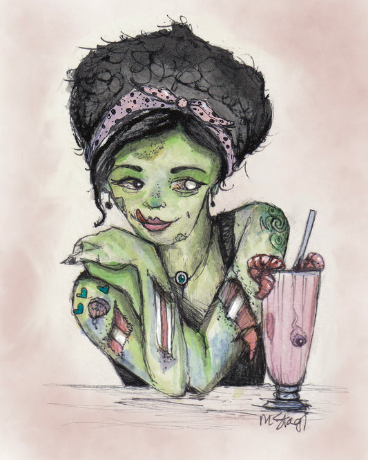Zombie Milkshake Art Printable Art, Printable Wall art Free Digital Print